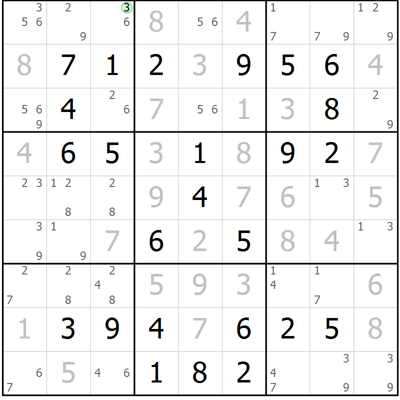 Position des candidats pour la solution de la Gr 60 page 63 du magazine de sudoku Virtuose n° 120