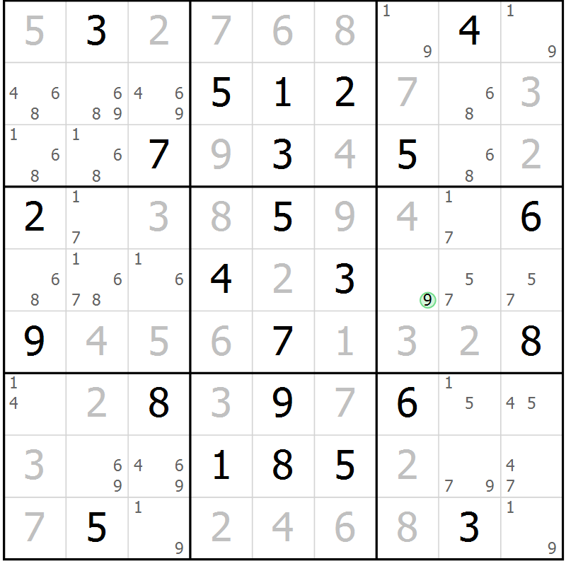 Position des candidats pour la solution de la Gr 61 page 64 du magazine de sudoku Virtuose n° 120