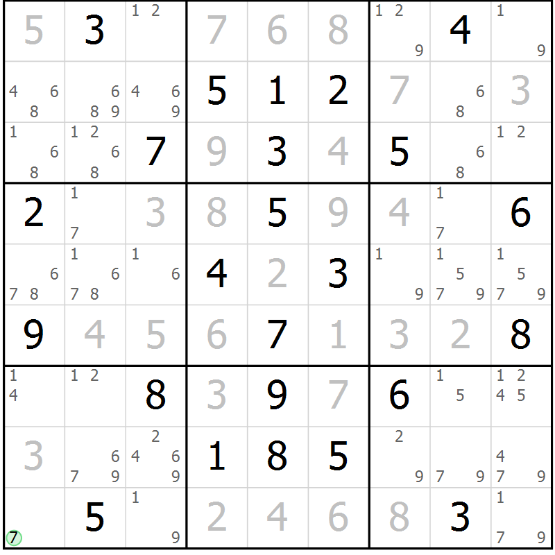 Position des candidats pour la solution de la Gr 61 page 64 du magazine de sudoku Virtuose n° 120