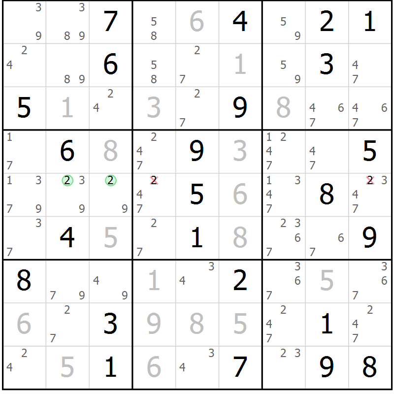 Position des candidats pour la solution de la Gr 62 page 65 du magazine de sudoku Virtuose n° 120