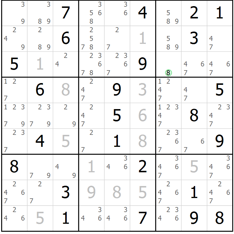Position des candidats pour la solution de la Gr 62 page 65 du magazine de sudoku Virtuose n° 120