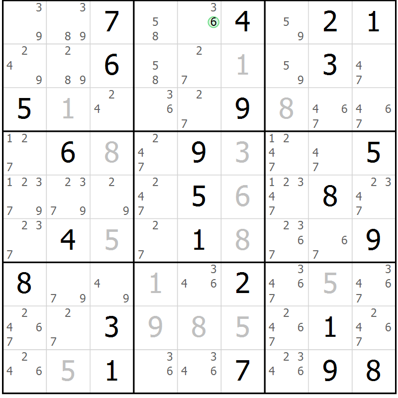 Position des candidats pour la solution de la Gr 62 page 65 du magazine de sudoku Virtuose n° 120