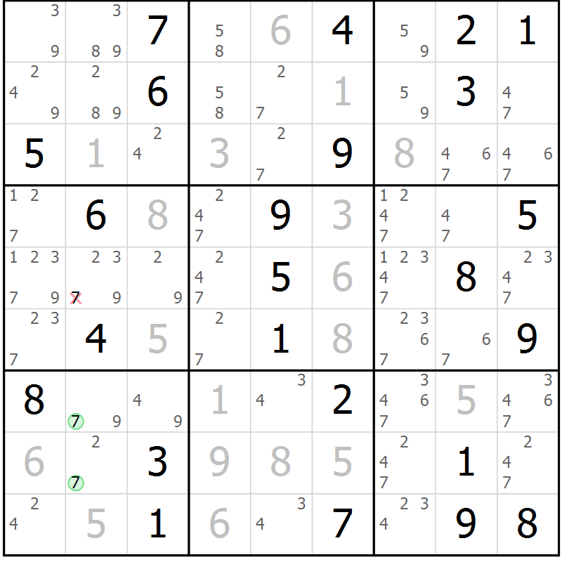 Position des candidats pour la solution de la Gr 62 page 65 du magazine de sudoku Virtuose n° 120
