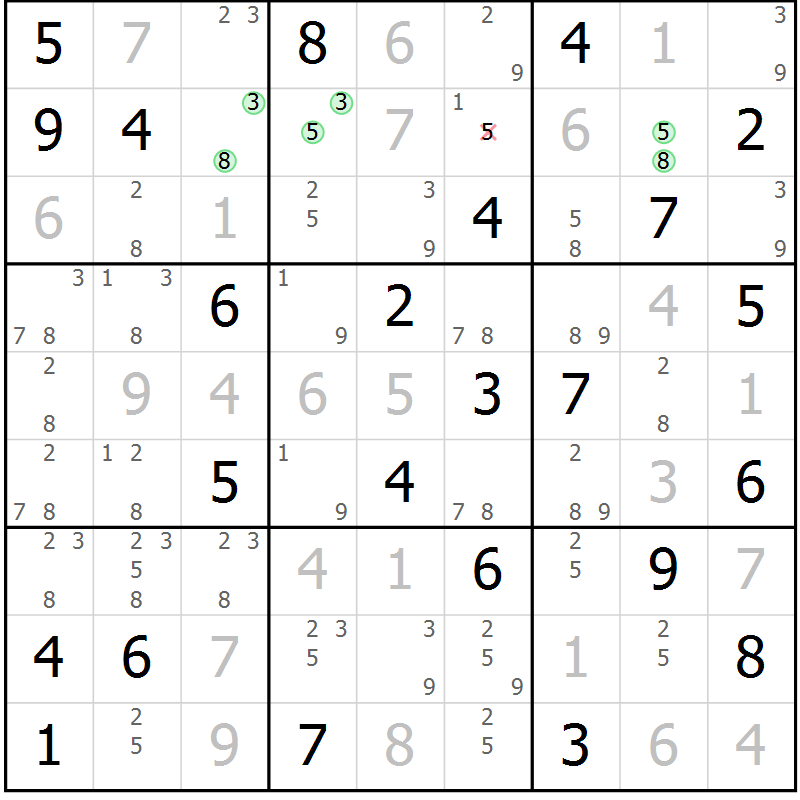 Position des candidats pour la solution de la Gr 63 page 66 du magazine de sudoku Virtuose n° 120