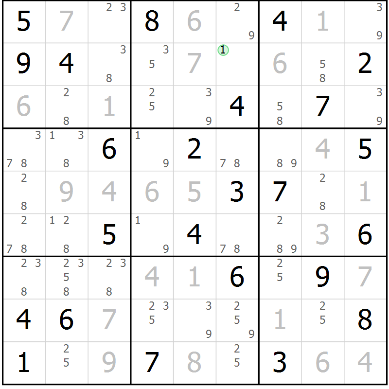 Position des candidats pour la solution de la Gr 63 page 66 du magazine de sudoku Virtuose n° 120