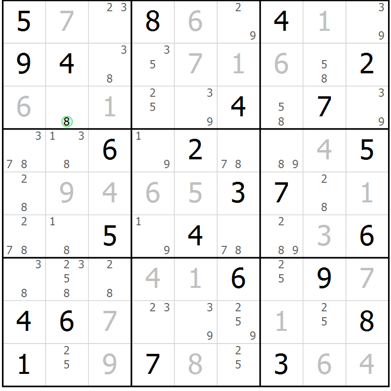 Position des candidats pour la solution de la Gr 63 page 66 du magazine de sudoku Virtuose n° 120
