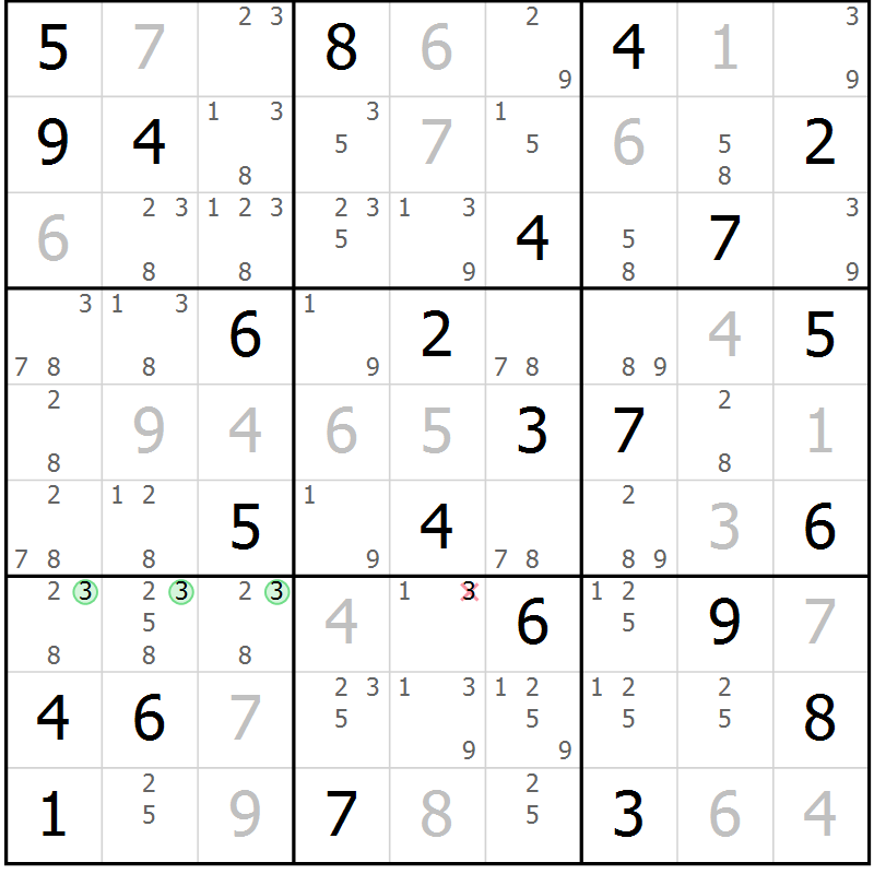 Position des candidats pour la solution de la Gr 63 page 66 du magazine de sudoku Virtuose n° 120
