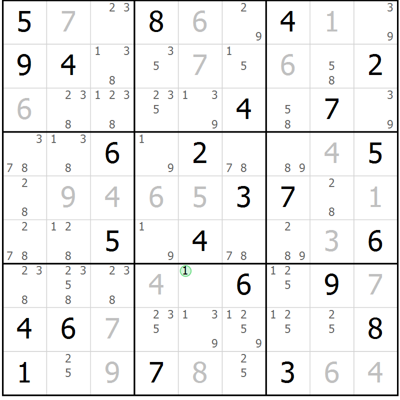 Position des candidats pour la solution de la Gr 63 page 66 du magazine de sudoku Virtuose n° 120