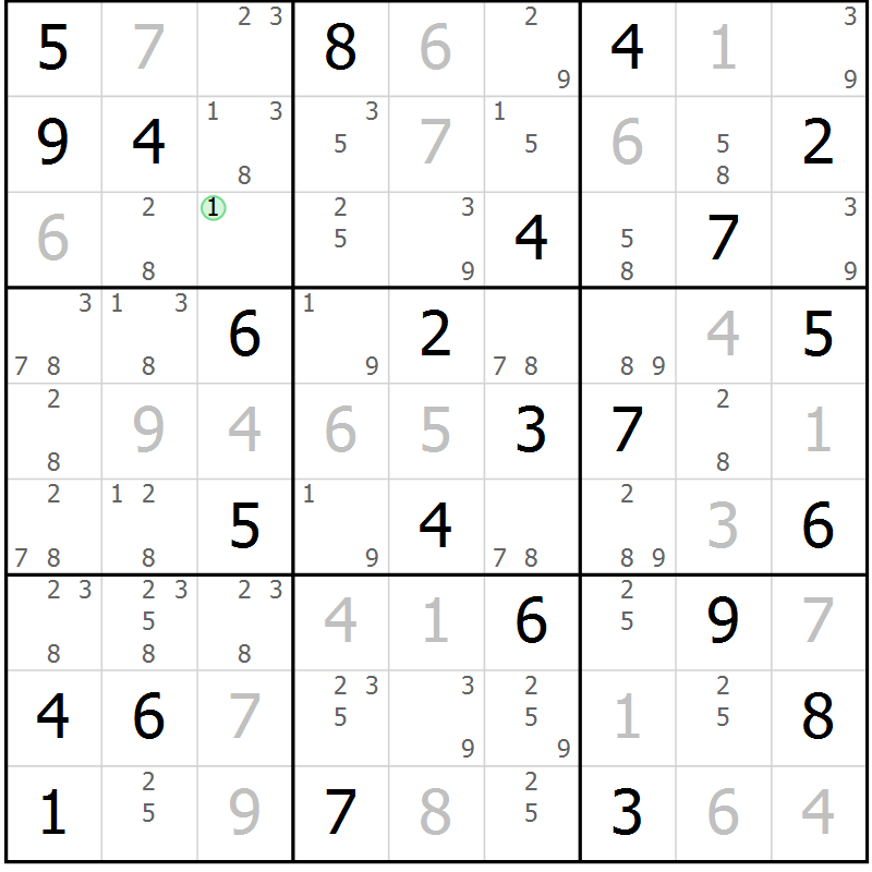 Position des candidats pour la solution de la Gr 63 page 66 du magazine de sudoku Virtuose n° 120