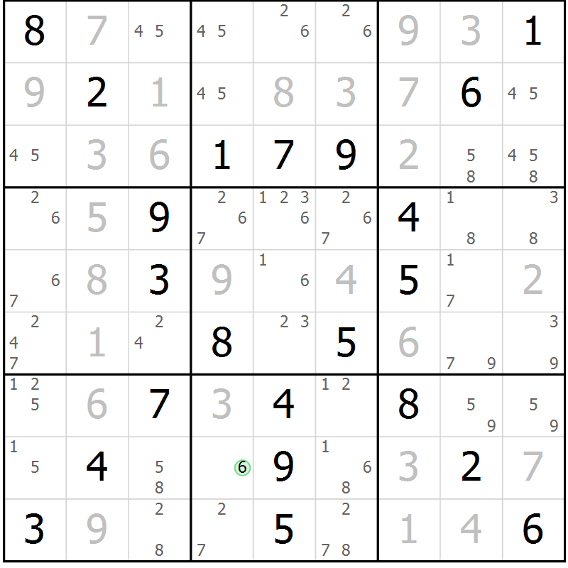 Position des candidats pour la solution de la Gr 64 page 67 du magazine de sudoku Virtuose n° 120