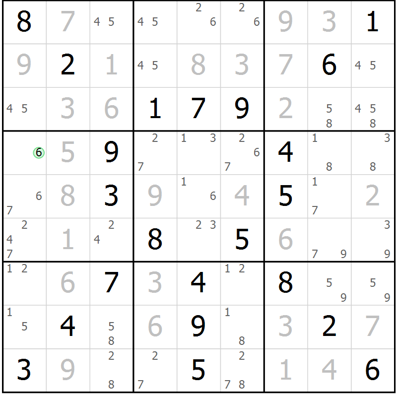 Position des candidats pour la solution de la Gr 64 page 67 du magazine de sudoku Virtuose n° 120