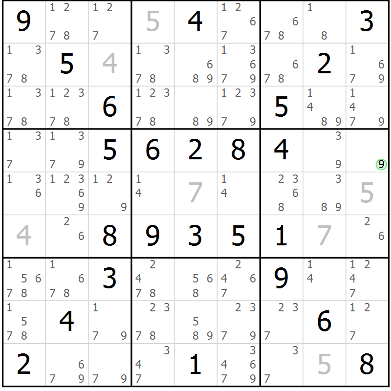 Position des candidats pour la solution de la Gr 65 page 68 du magazine de sudoku Virtuose n° 120
