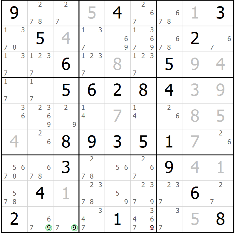 Position des candidats pour la solution de la Gr 65 page 68 du magazine de sudoku Virtuose n° 120