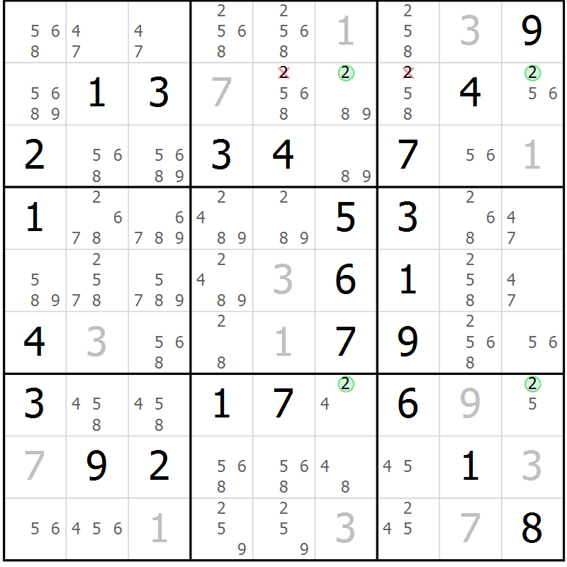 Position des candidats pour la solution de la Gr 66 page 69 du magazine de sudoku Virtuose n° 120