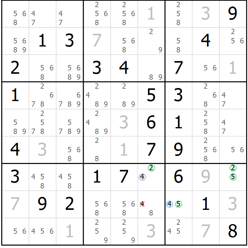Position des candidats pour la solution de la Gr 66 page 69 du magazine de sudoku Virtuose n° 120