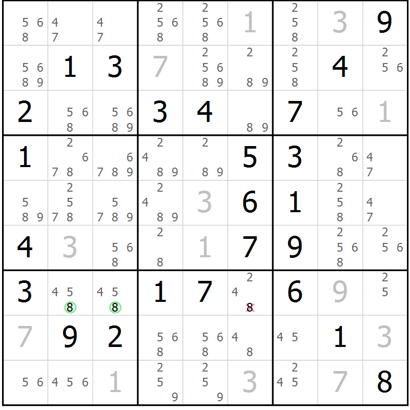 Position des candidats pour la solution de la Gr 66 page 69 du magazine de sudoku Virtuose n° 120