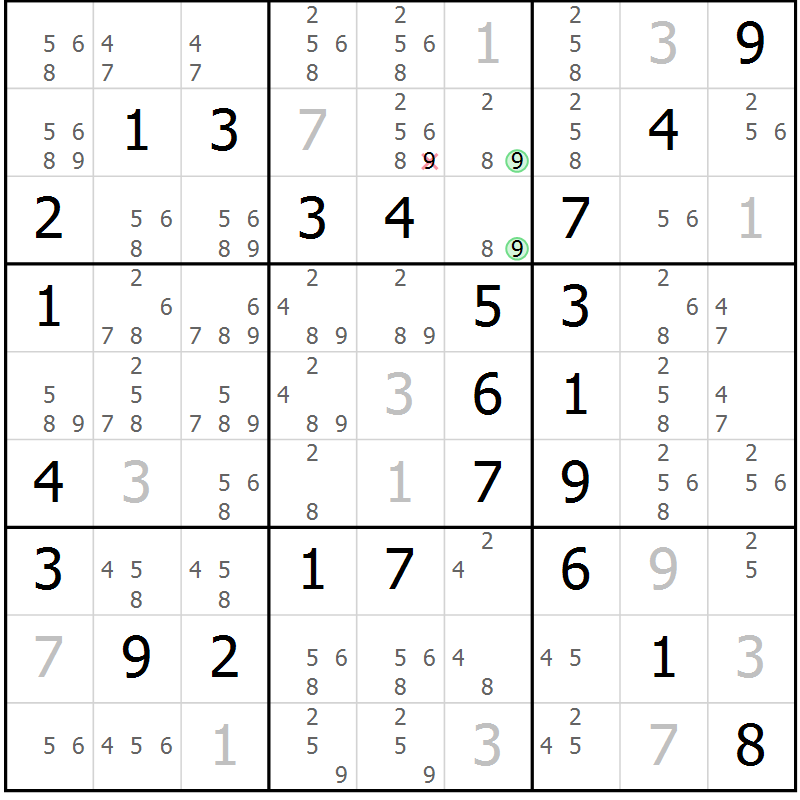 Position des candidats pour la solution de la Gr 66 page 69 du magazine de sudoku Virtuose n° 120