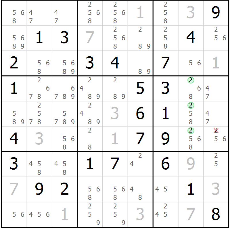 Position des candidats pour la solution de la Gr 66 page 69 du magazine de sudoku Virtuose n° 120
