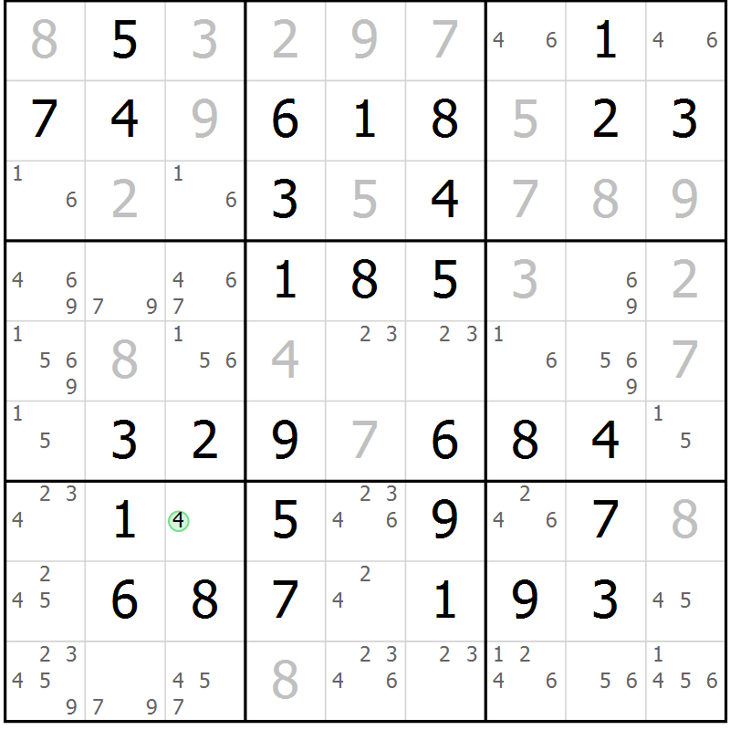 Position des candidats pour la solution de la Gr 67 page 70 du magazine de sudoku Virtuose n° 120