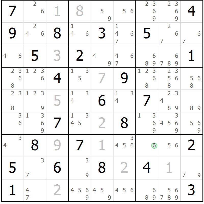Position des candidats pour la solution de la Gr 68 page 71 du magazine de sudoku Virtuose n° 120