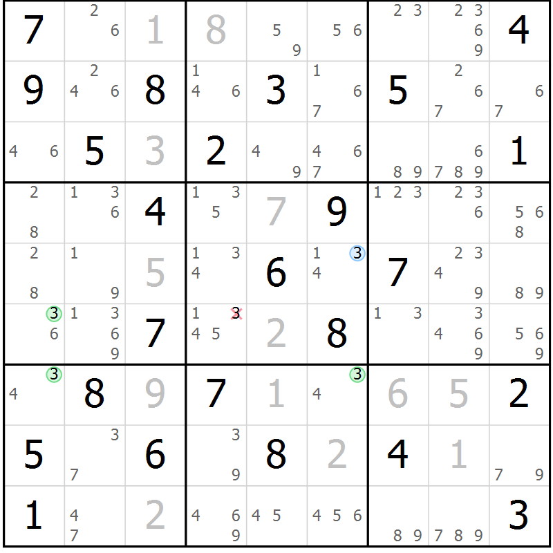 Position des candidats pour la solution de la Gr 68 page 71 du magazine de sudoku Virtuose n° 120