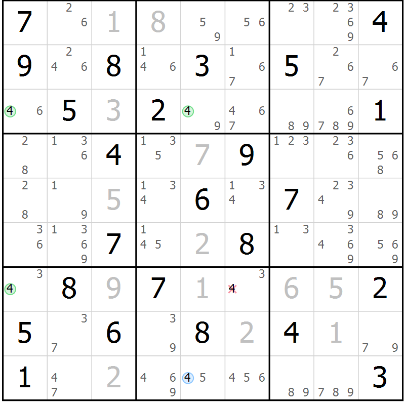 Position des candidats pour la solution de la Gr 68 page 71 du magazine de sudoku Virtuose n° 120