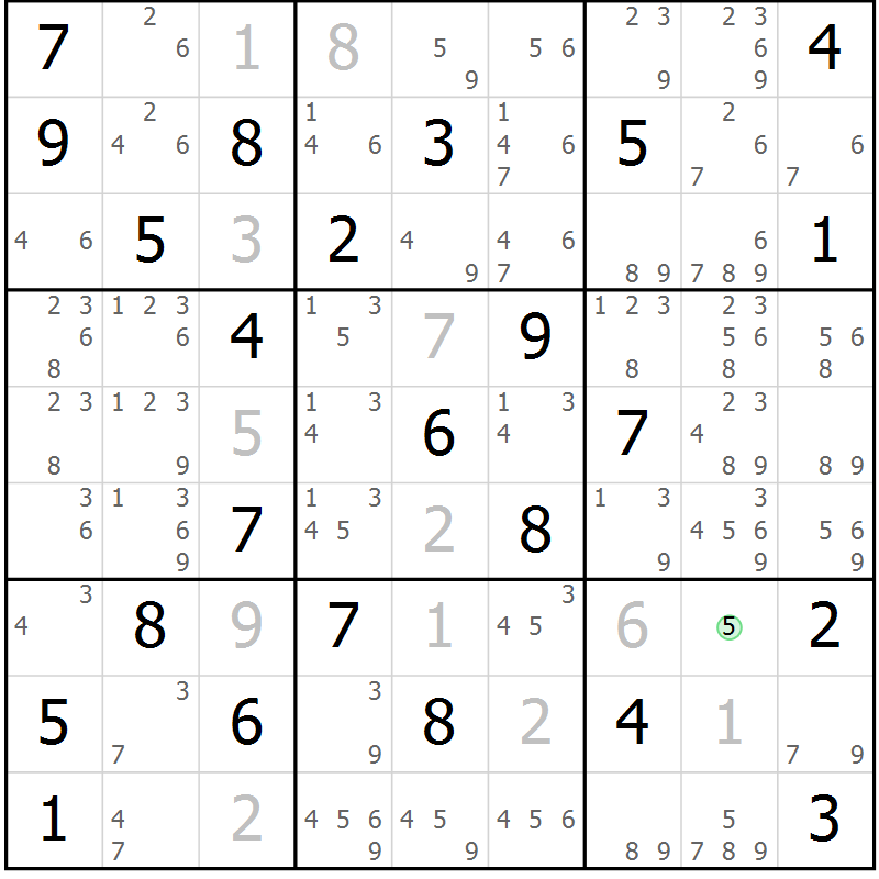 Position des candidats pour la solution de la Gr 68 page 71 du magazine de sudoku Virtuose n° 120
