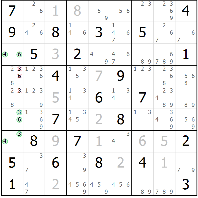 Position des candidats pour la solution de la Gr 68 page 71 du magazine de sudoku Virtuose n° 120