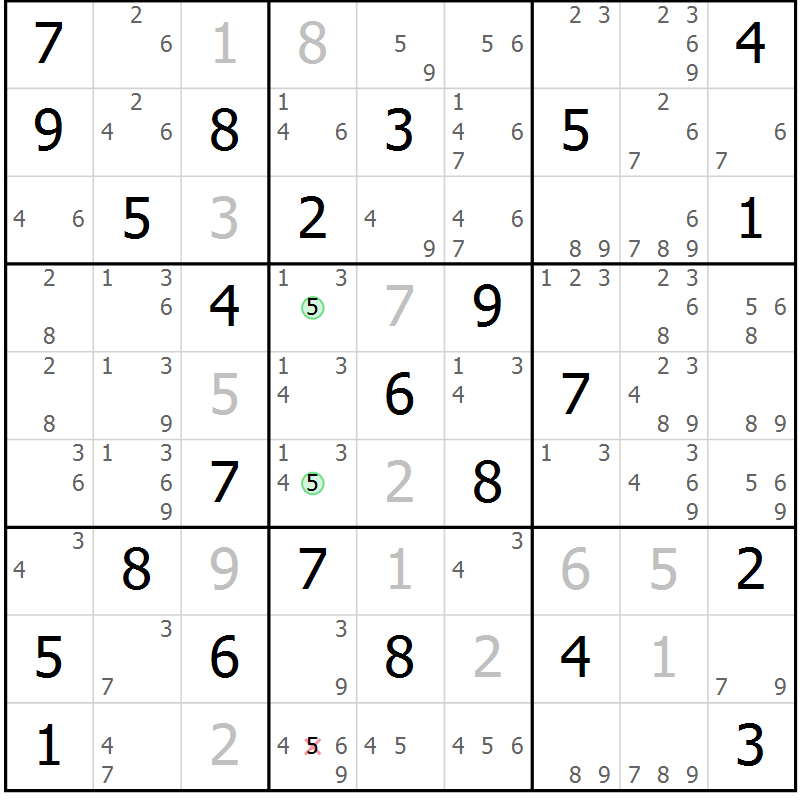 Position des candidats pour la solution de la Gr 68 page 71 du magazine de sudoku Virtuose n° 120