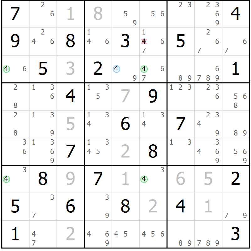 Position des candidats pour la solution de la Gr 68 page 71 du magazine de sudoku Virtuose n° 120