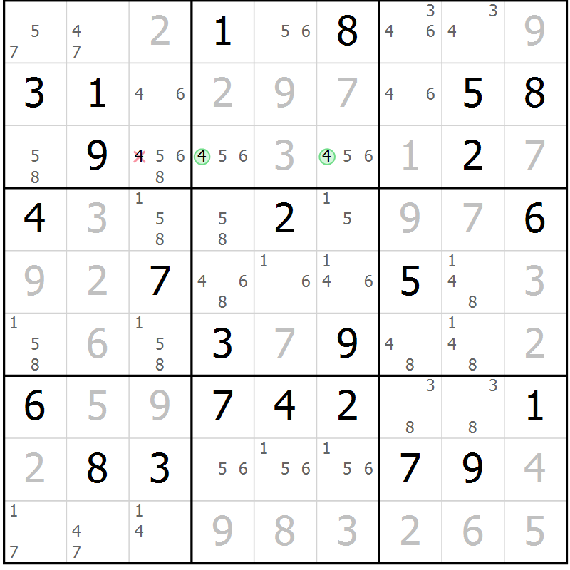 Position des candidats pour la solution de la Gr 69 page 72 du magazine de sudoku Virtuose n° 120