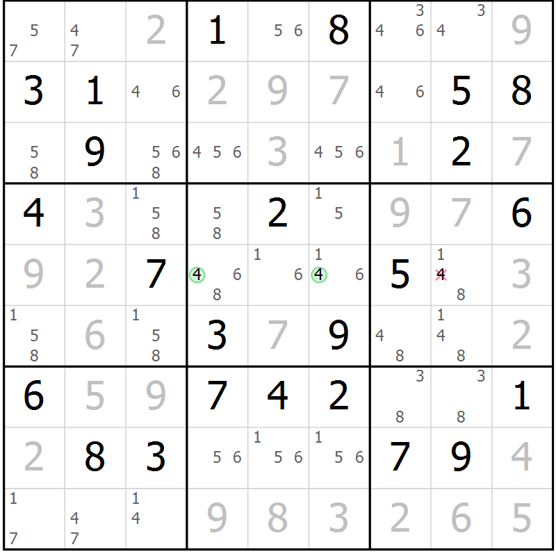 Position des candidats pour la solution de la Gr 69 page 72 du magazine de sudoku Virtuose n° 120