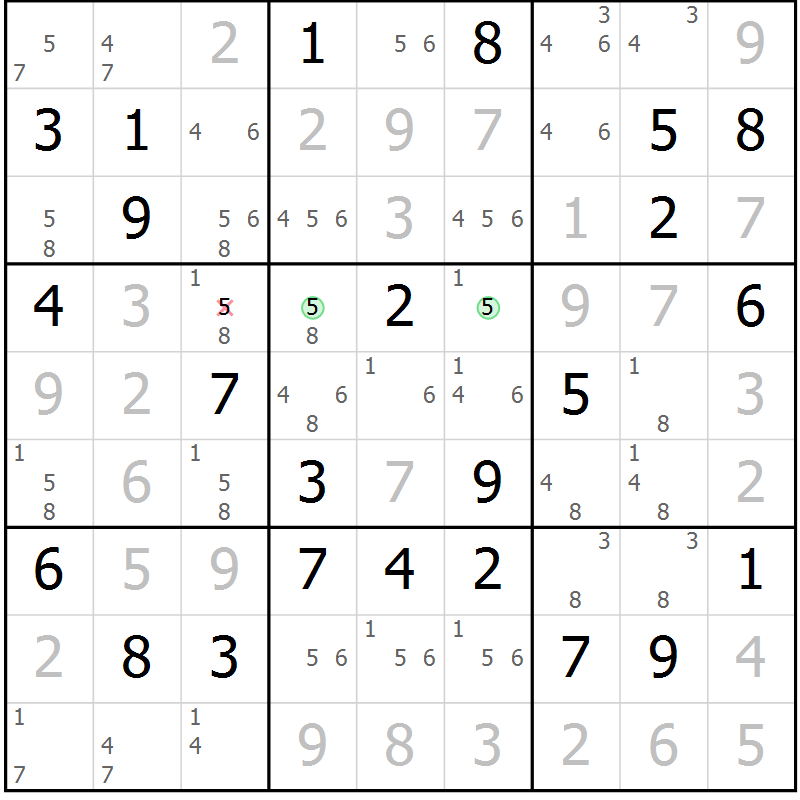 Position des candidats pour la solution de la Gr 69 page 72 du magazine de sudoku Virtuose n° 120