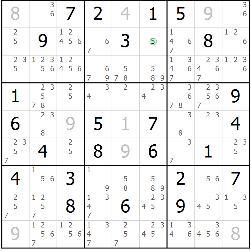 Position des candidats pour la solution de la Gr 70 page 73 du magazine de sudoku Virtuose n° 120