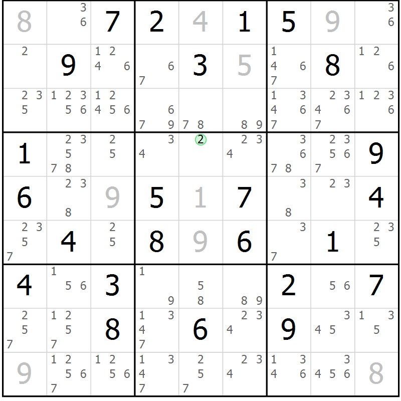 Position des candidats pour la solution de la Gr 70 page 73 du magazine de sudoku Virtuose n° 120