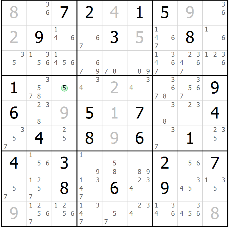 Position des candidats pour la solution de la Gr 70 page 73 du magazine de sudoku Virtuose n° 120