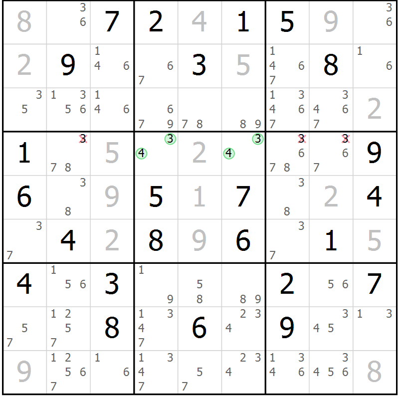Position des candidats pour la solution de la Gr 70 page 73 du magazine de sudoku Virtuose n° 120