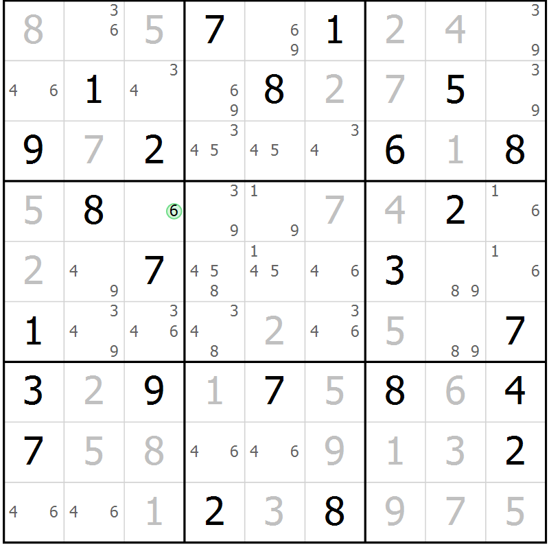 Position des candidats pour la solution de la Gr 71 page 74 du magazine de sudoku Virtuose n° 120