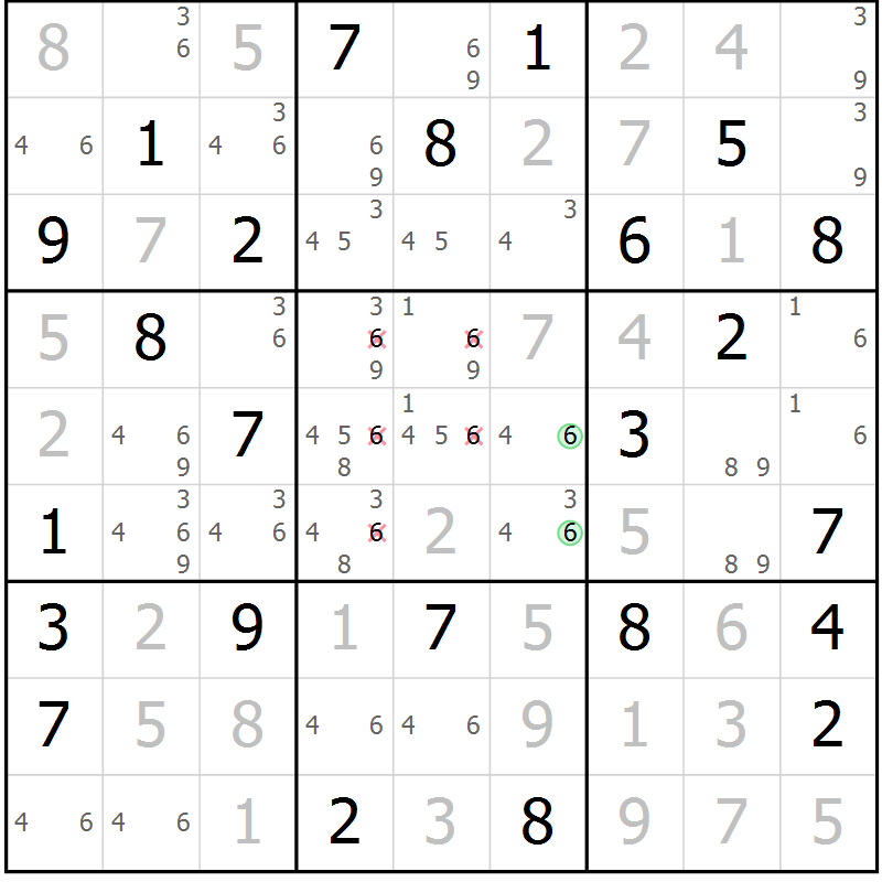 Position des candidats pour la solution de la Gr 71 page 74 du magazine de sudoku Virtuose n° 120