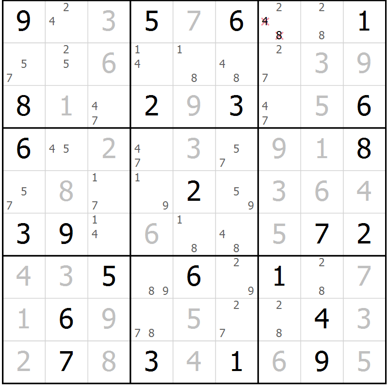 Position des candidats pour la solution de la Gr 72 page 75 du magazine de sudoku Virtuose n° 120