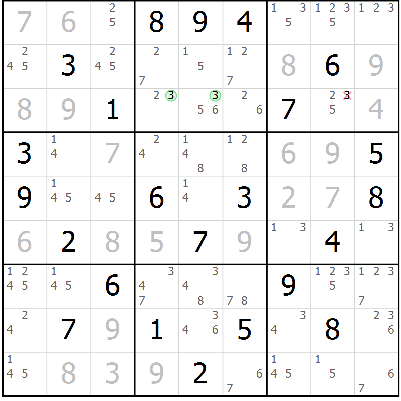 Position des candidats pour la solution de la Gr 75 page 78 du magazine de sudoku Virtuose n° 120
