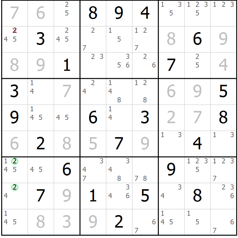 Position des candidats pour la solution de la Gr 75 page 78 du magazine de sudoku Virtuose n° 120