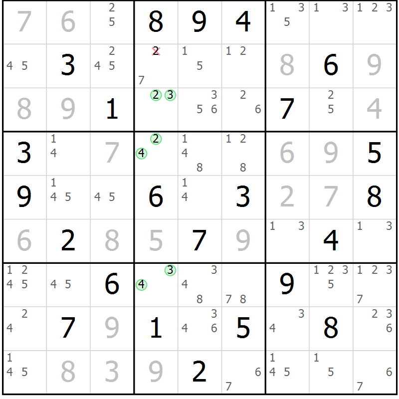 Position des candidats pour la solution de la Gr 75 page 78 du magazine de sudoku Virtuose n° 120