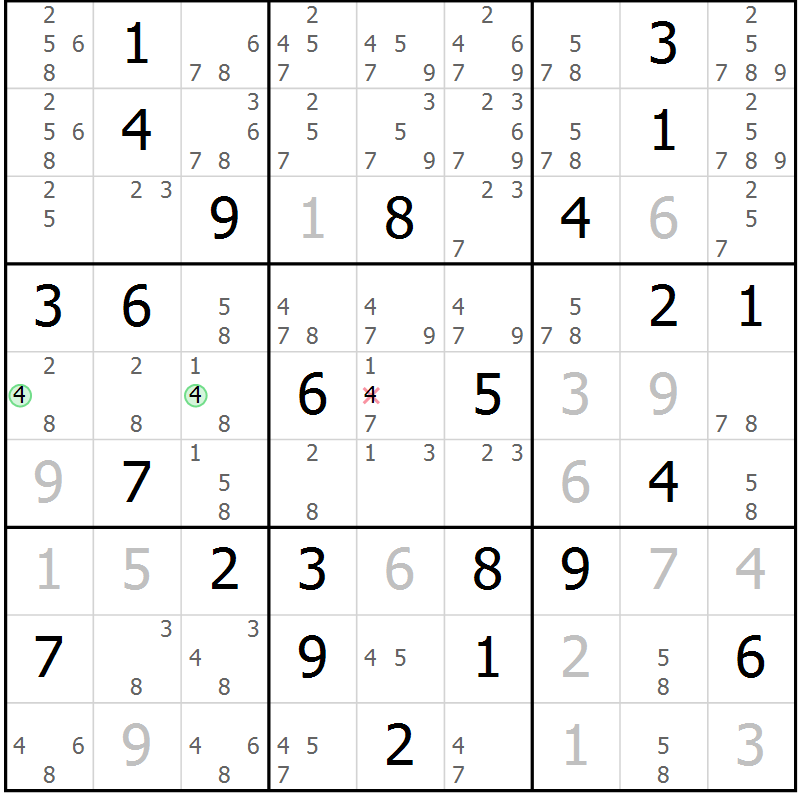 Position des candidats pour la solution de la Gr 78 page 81 du magazine de sudoku Virtuose n° 120