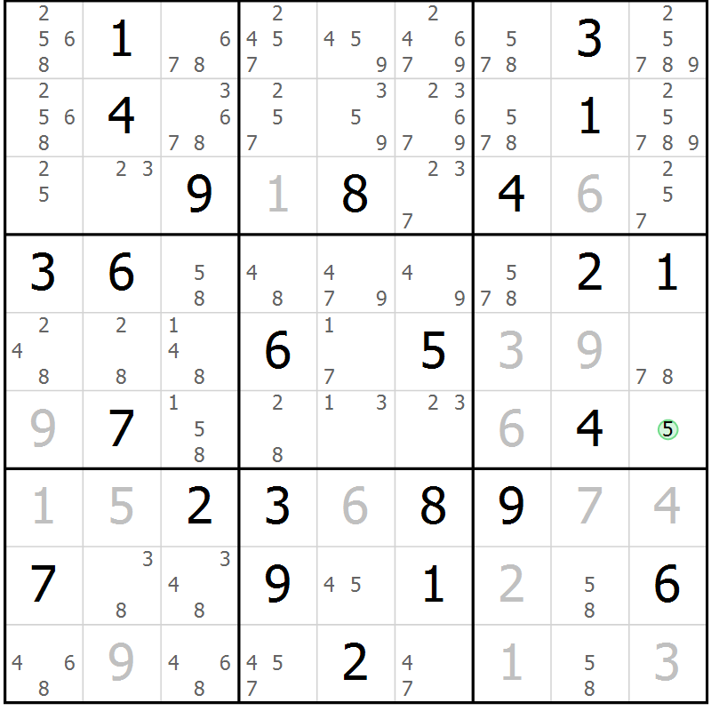 Position des candidats pour la solution de la Gr 78 page 81 du magazine de sudoku Virtuose n° 120