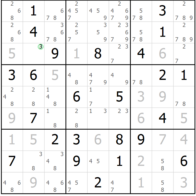 Position des candidats pour la solution de la Gr 78 page 81 du magazine de sudoku Virtuose n° 120