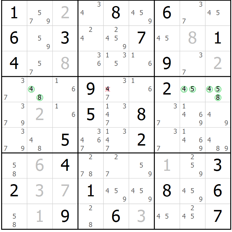 Position des candidats pour la solution de la Gr 79 page 82 du magazine de sudoku Virtuose n° 120