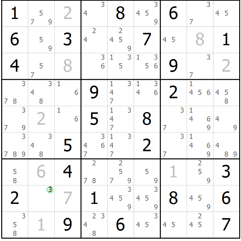 Position des candidats pour la solution de la Gr 79 page 82 du magazine de sudoku Virtuose n° 120