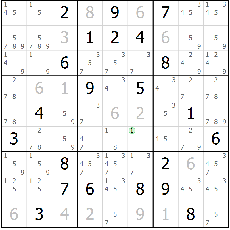 Position des candidats pour la solution de la Gr 8 page 11 du magazine de sudoku Virtuose n° 120