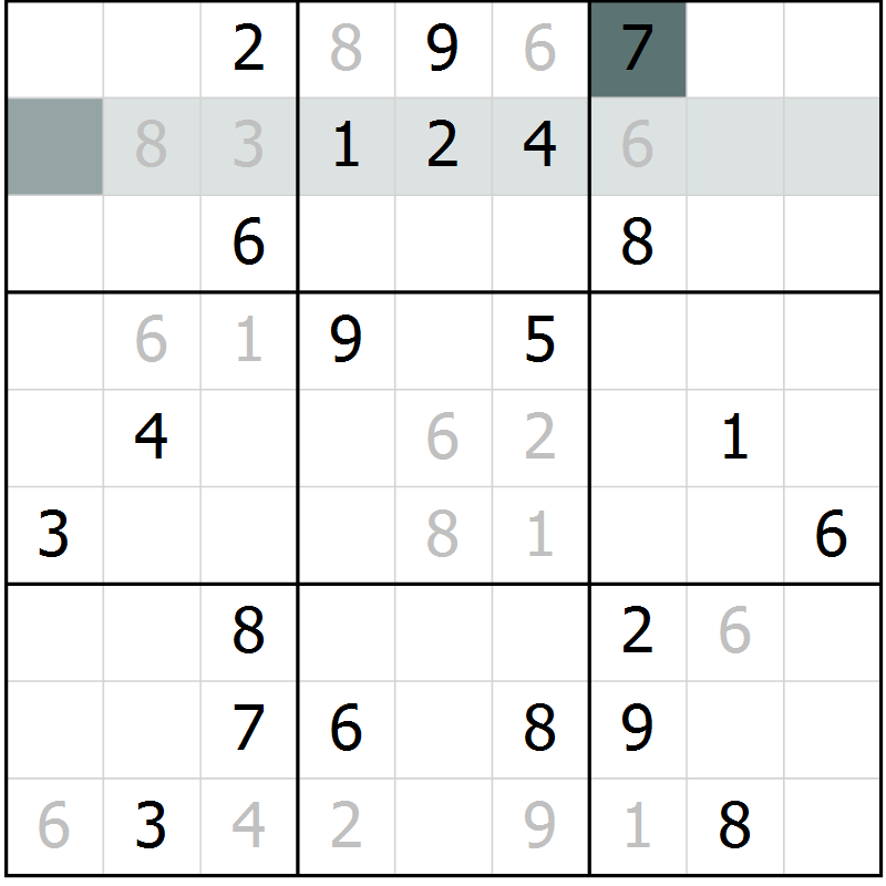 Position des candidats pour la solution de la Gr 8 page 11 du magazine de sudoku Virtuose n° 120